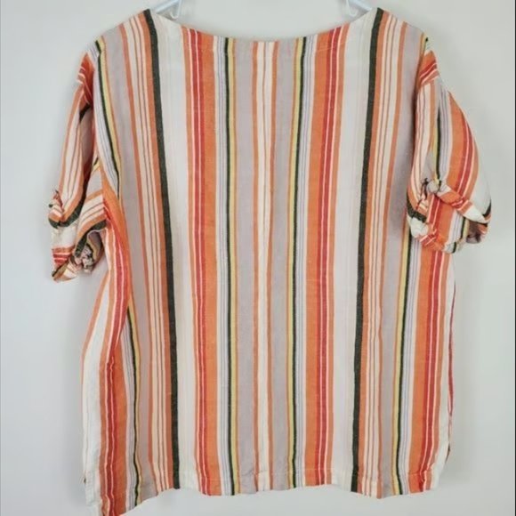 A New Day Boxy Linen Blend Top Womens Size L Neutral Stripe Capsule Lightweight - Picture 1 of 3